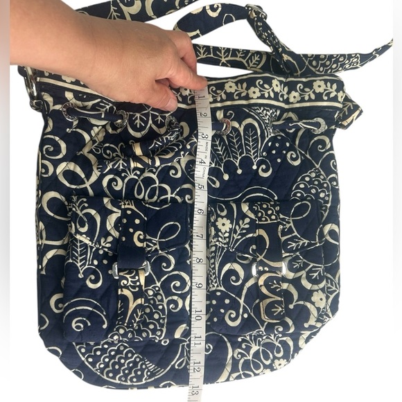 Vera Bradley Emma Bag Twirly Bird Blue White Bucket Drawstring Crossbody Tote - Picture 5 of 14